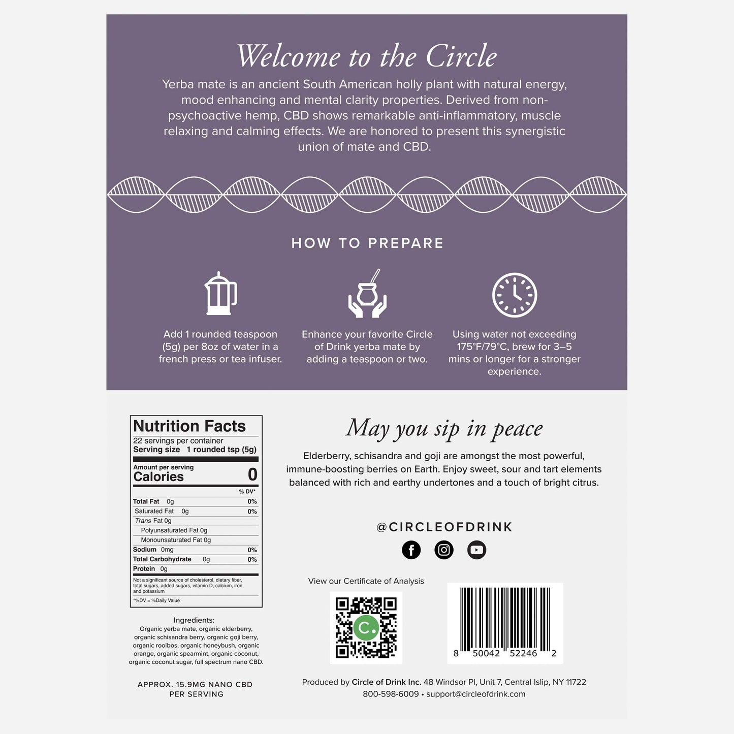 Yerba Mate Elderberry CBD Tea 350mg