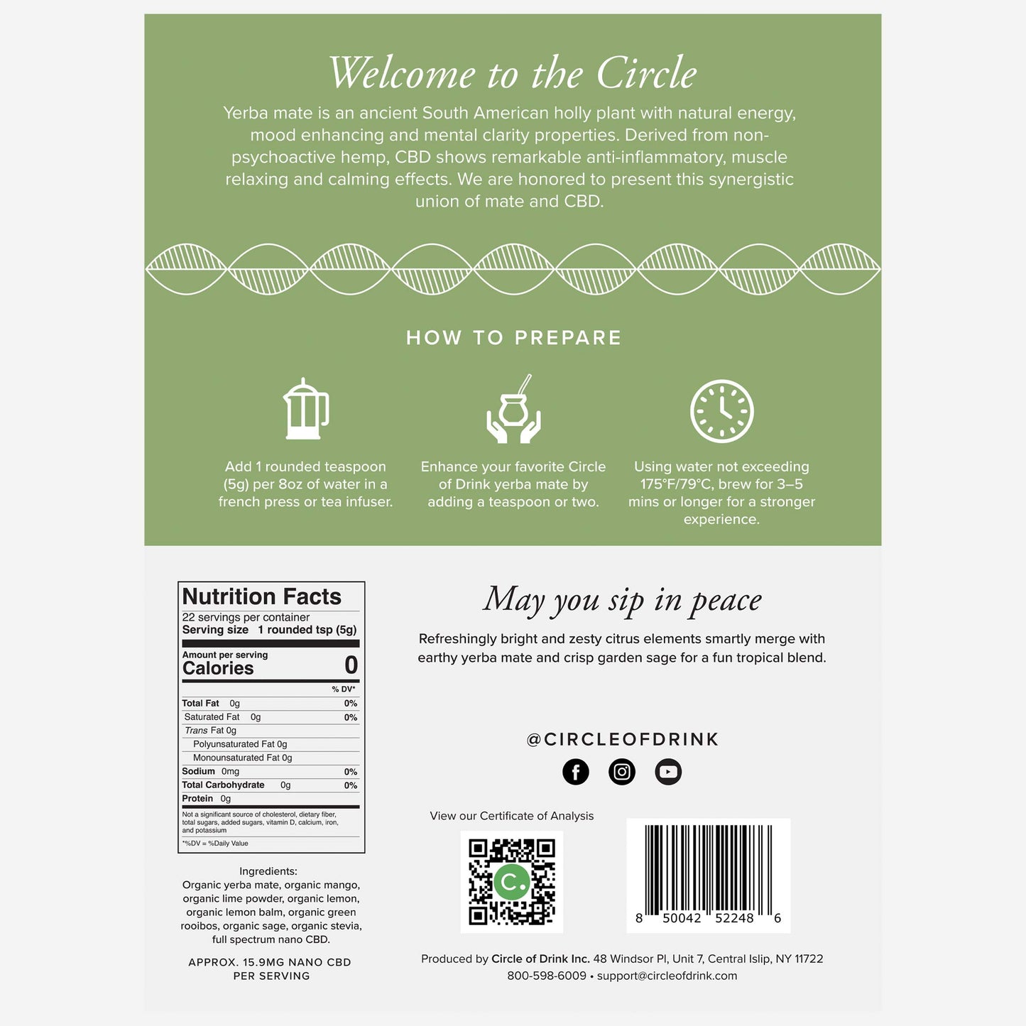 Yerba Mate Keylime CBD Tea 350mg